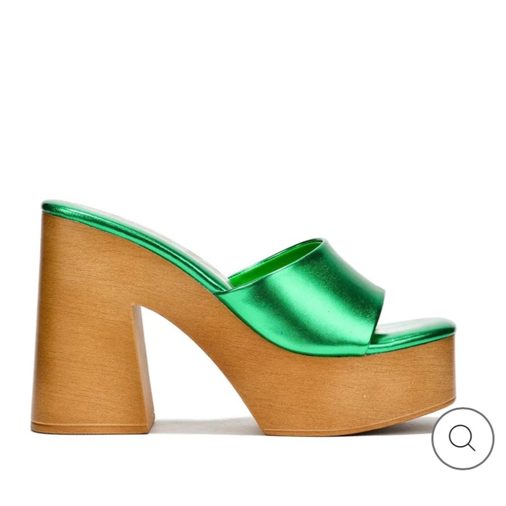 •CAPE ROBBIN• “Enisle” Green Platform Slide Sandals // NIB - Picture 4 of 16